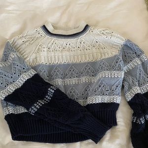 blue and white sweater🌧